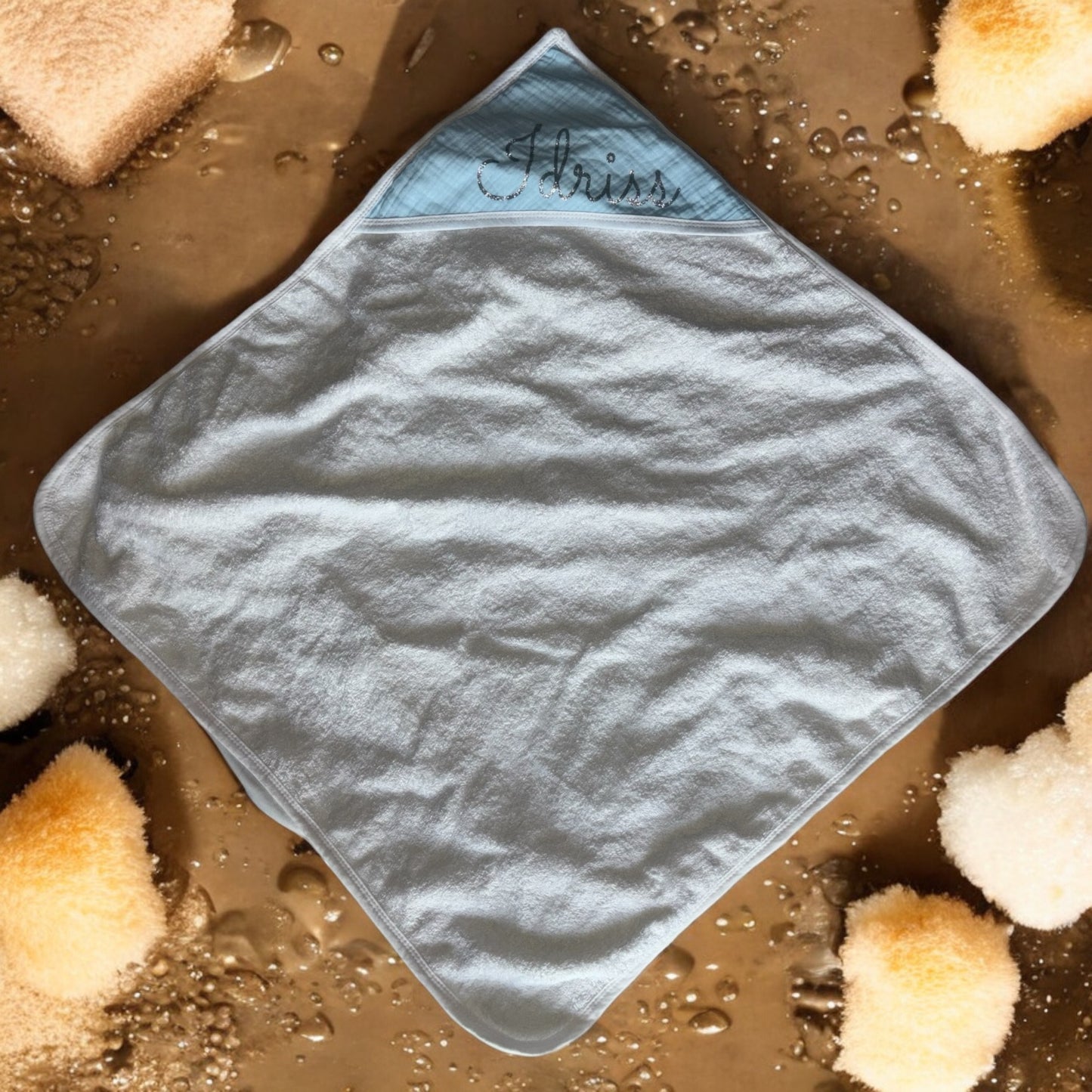 Cape de bain gaz de coton et gant