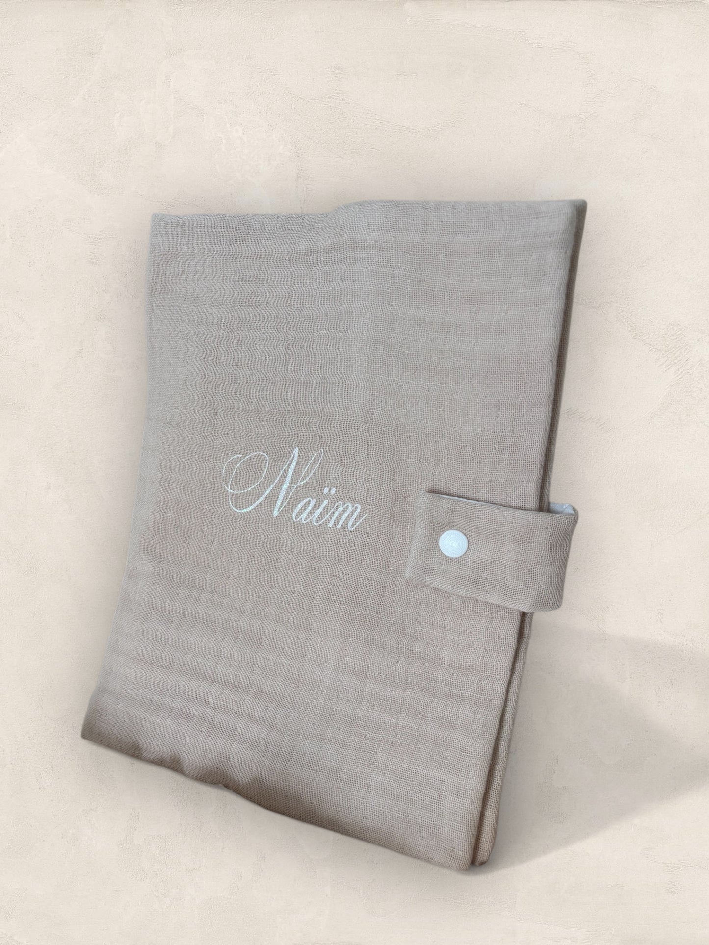 Protège carnet beige Gaz de coton